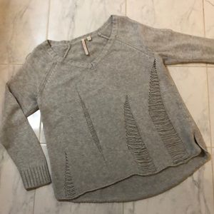 Guess Gray Distressed Crew Neck Sweater